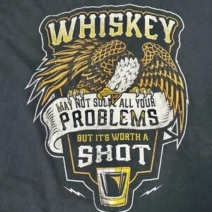 Vintage Black Tee Eagle And Whiskey Graphic Americana Biker Vibes Dad Jokes